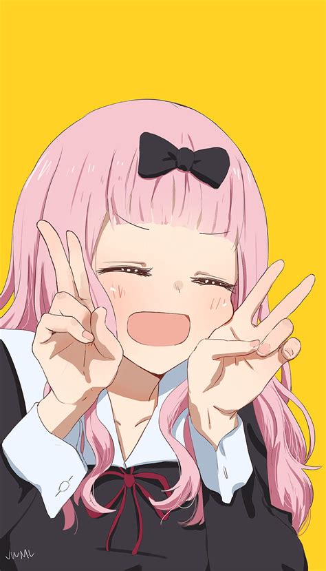 Kaguya Sama Love Is War Anime Girls Pink Hair Smiling Chika Fujiwara Long Hair HD Phone