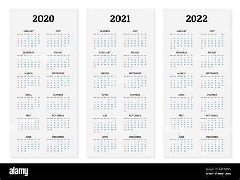 2020 2021 2022 Yearly Calendar Printable Pdf A3 A4 A5 Letter Size Images