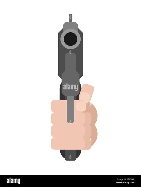 Automatic Gun And Hand Front View Handgun In Fist Isolated Vector