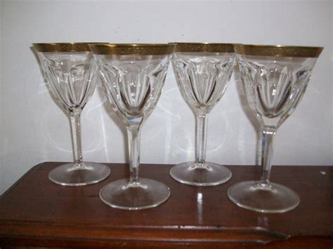 Antique Moser Wine Glasses With Gold 24k Trim Set Of 4 Bohemian Czech 1950`s Catawiki