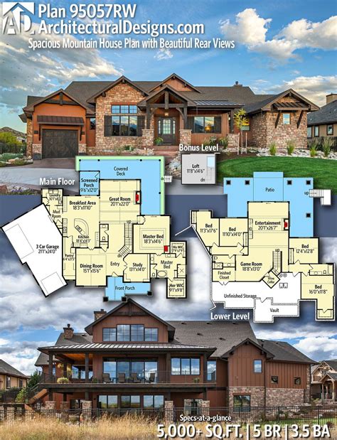 Architectural Designs Home Plan 95057rw Gives You 5 Bedrooms 35 Baths