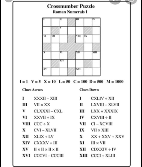 Pin By Eadhiraj On Gnn Roman Numeral I Roman Numerals Crossword Puzzle