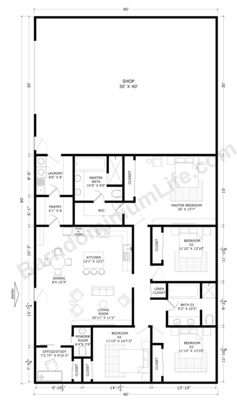 40X80 Barndominium Floor Plans Floorplans Click