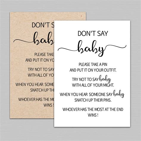 Dont Say Baby Game Printable Dont Say Baby Sign Dont Etsy