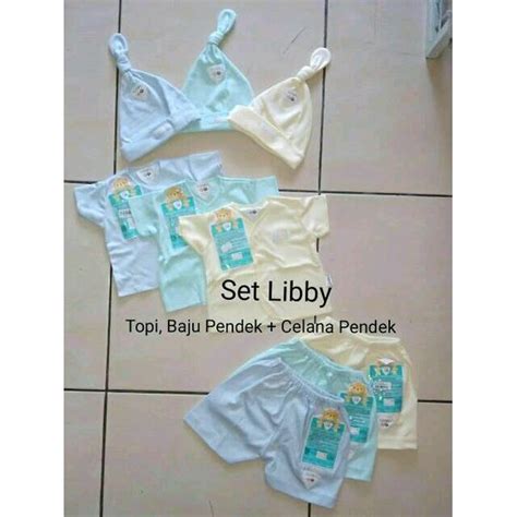 Jual Limited Set Libby Newborn Topi Baju Pendek Dan Celana Pendek Libby