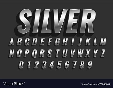 Shiny Silver 3d Style Text Effect Design Vector Image