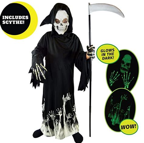 Spooktacular Creations Kids Grim Reaper Glow In The Dark Deluxe Phantom