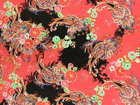 Printed Lightweight Silk Satin With Mixed Paisley And Floral Patterns Bandj Fabrics