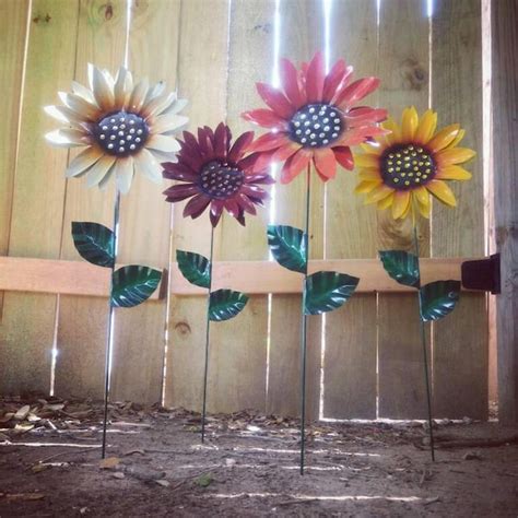 Metal Sunflower Yard Art Etsy