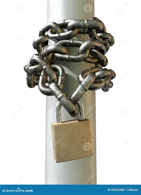 Wrapped Chain And Padlock Front Stock Photo Image Of Iron Secured