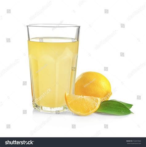 Glass Fresh Lemon Juice On White Stock Photo Shutterstock