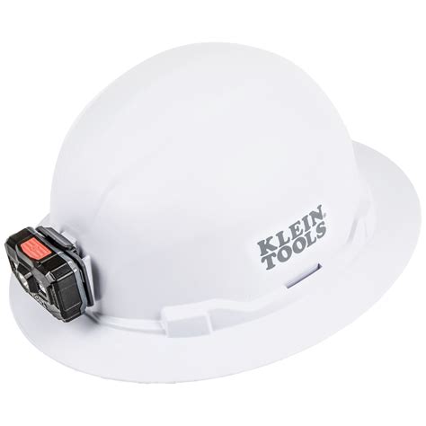 hard hat non vented full brim with rechargeable headlamp white 60406rl klein tools for