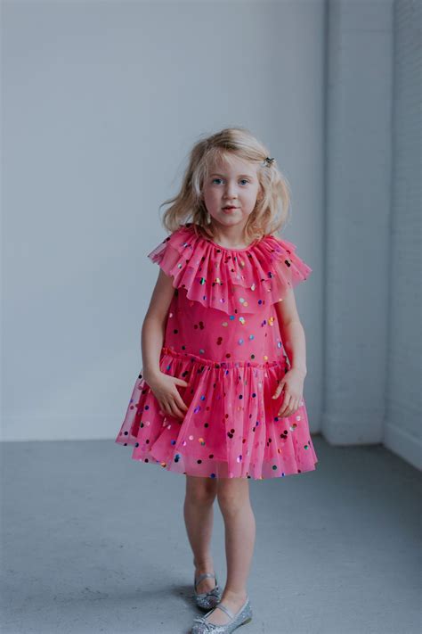 Girls Pink Tulle Confetti Polka Dot Party Dress Cuteheads