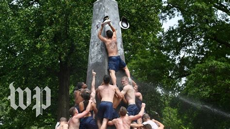 Hundreds Of Naval Academy Plebes Climb Monument Youtube