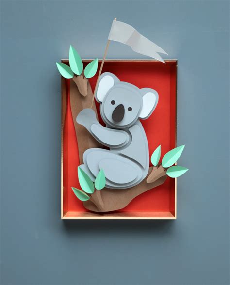 Printable 3d Paper Koala Template To Help Koalas In Need Etsy
