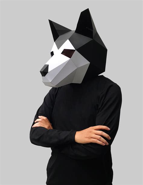 Husky Dog Mask Template Paper Mask Papercraft Mask Masks Etsy