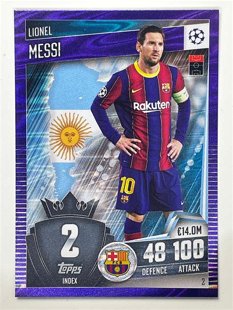 002 Lionel Messi Purple Parallel Fc Barcelona Match Attax 101 2021