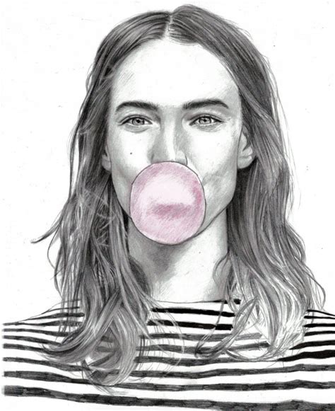 Bubble Gum Pop Pencil Drawing Photorealistic Photorealistic