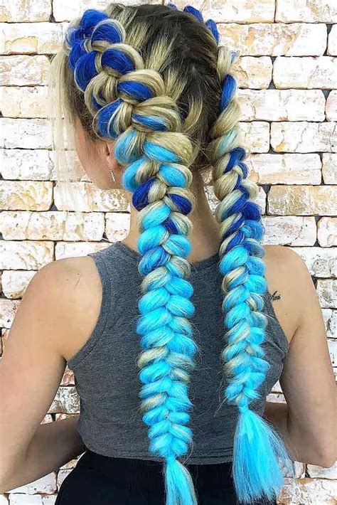 Image Result For Dutch Braids With Blue Extensions Braids With Extensions Rave Hair Braided