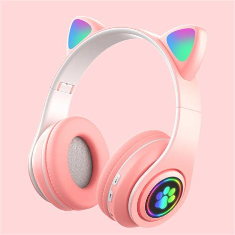 Breathing Light Cat Ears Headphones B39 Stereo Foldable Gamer Headset