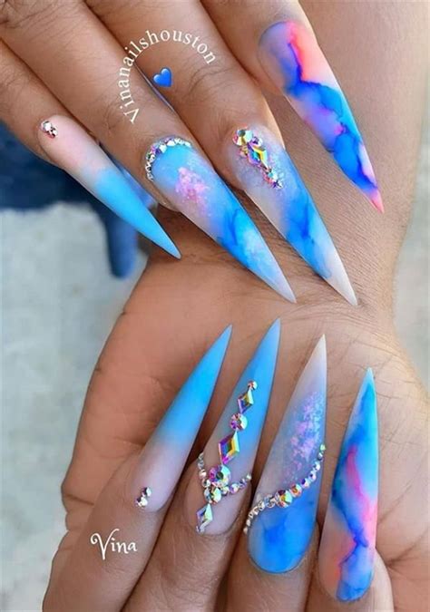 Elegant Acrylic Stiletto Nails With Flowers To Bloom Your Life