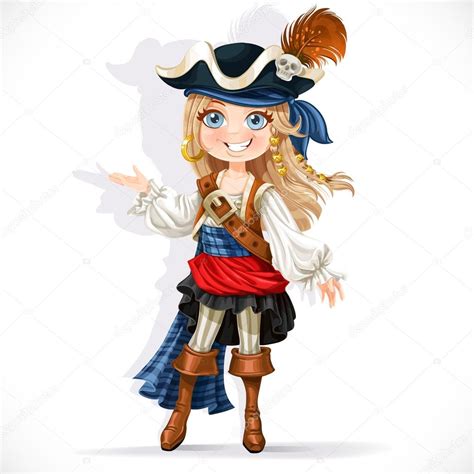 Cute Little Pirate Girl Isolated On A White Background ⬇ Vector Image By © Yadviga Vector