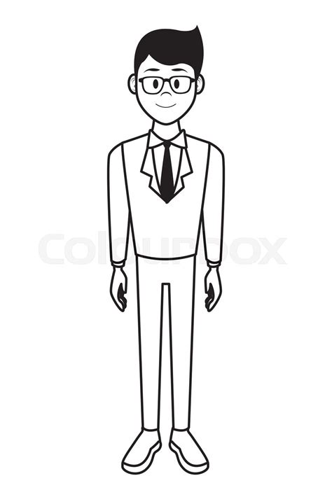 Businessman Cartoon Avatar In Black And White Stock Vector Colourbox