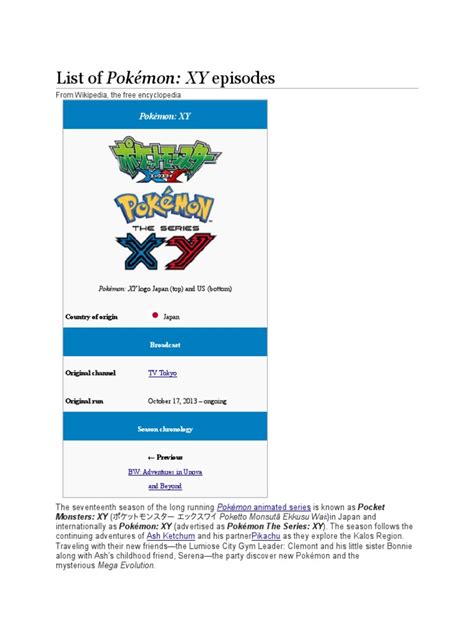 List Of All Pokemon Episodes Pdf Pokémon Media Franchises