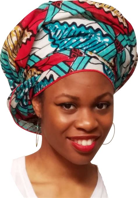 Red Turquoise African Print Ankara Head Wrap Tie Scarf One Size Clothing