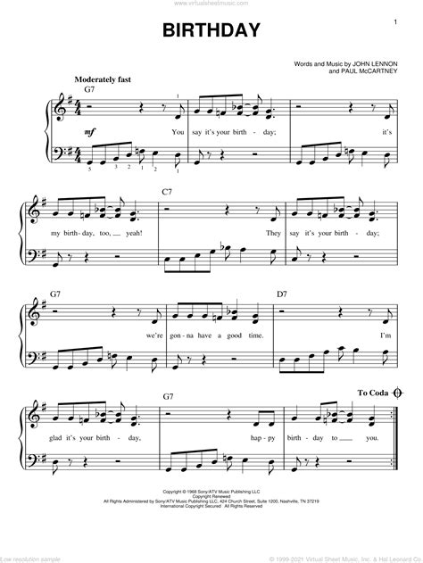 The Beatles Birthday Sheet Music For Piano Solo Pdf