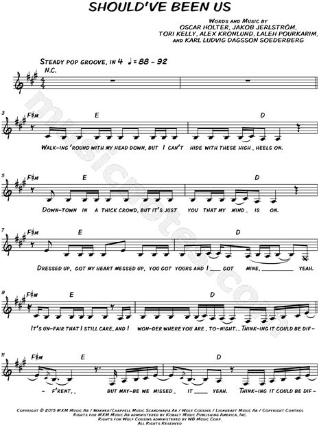 We were crazy, but amazing. Tori Kelly "Should've Been Us" Sheet Music (Leadsheet) in ...