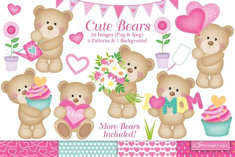 Over 437 mothersday pictures to choose from, with no signup needed. Mothers Day Clipart, Cute Bears -C19 | Custom-Designed ...