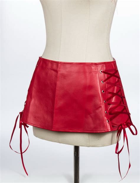 Size S 2xl Gothic Black Red Faux Leather Pencil Mini Skirt Fetish Sex