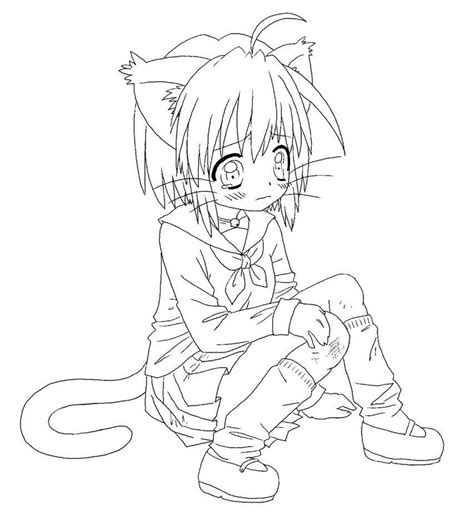 Anime Cat Girl Coloring Pages At Free Printable Colorings Pages To Print And