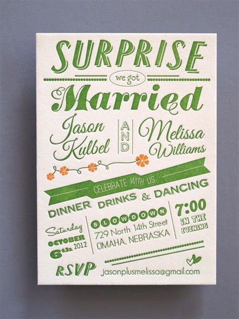 surprise we got married invitations letterpress wedding invitations wedding announcements