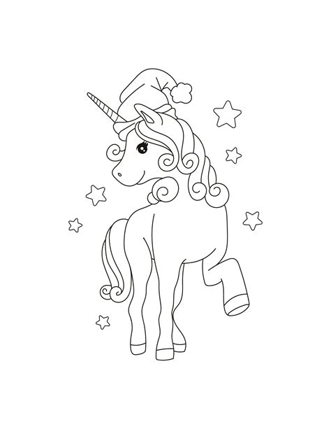 Free Christmas Unicorn Coloring Pages