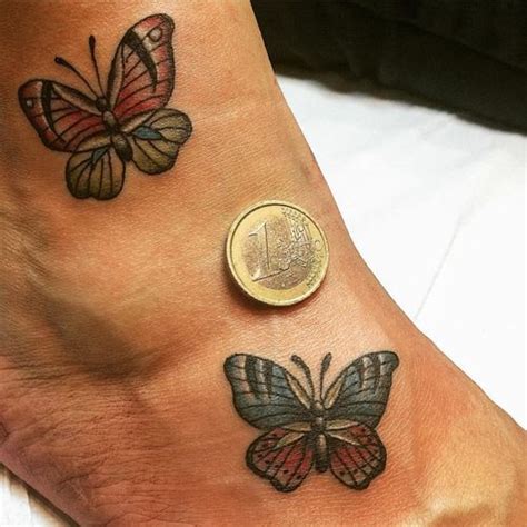 Red and orange butterfly behind the ear. 33 Small Butterfly Tattoo Designs Ideas (2018)