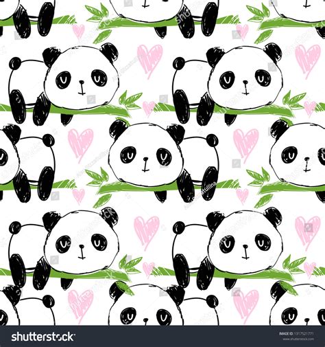 Background Cute Pandas Bamboo Vector Illustration Vetor Stock Livre