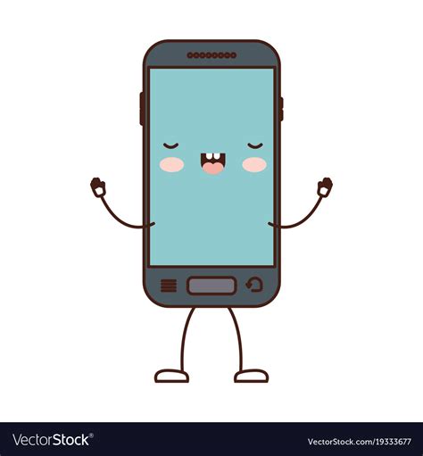 Animated Kawaii Smartphone Icon In Colorful Vector Image