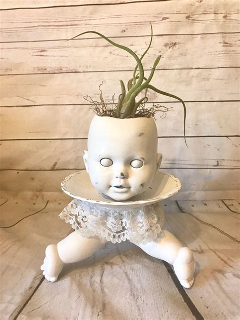 Weird Doll Planter Creepy Doll Weird Art Repurposed Doll Etsy Creepy Dolls Weird Art Dolls