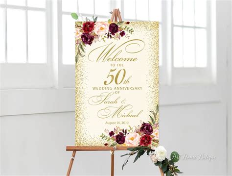 50th Anniversary Welcome Sign 50th Anniversary Decoration Etsy