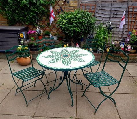 Vintage Cast Iron Garden Table With Mosaic Top And Folding Chairs In Southwark London Gumtree