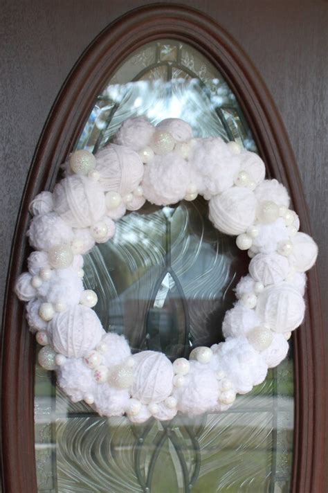 Items Similar To Winter Wreath Snowball Wreath 14 Yarn Ball Wreath