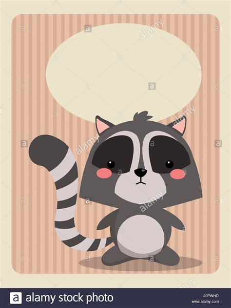 Cute Raccoon Card Greeting Image Stock Vector Image And Art Alamy