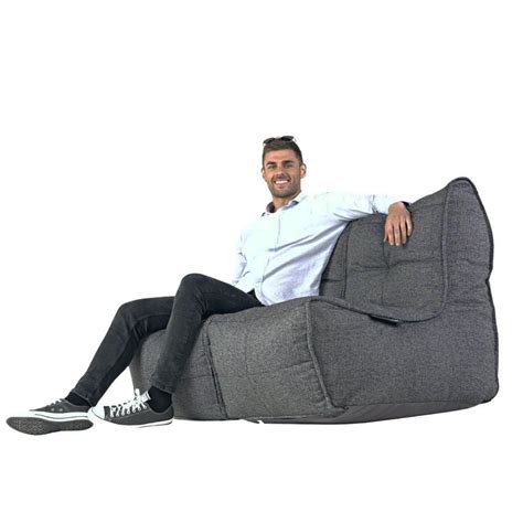 2 Seater Silverline Sofa Designer Bean Bag Couch Titanium Weave