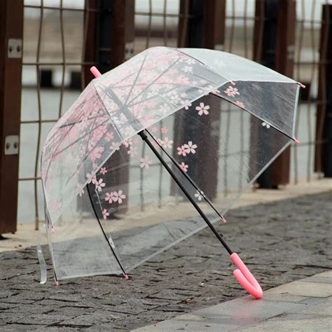 New Fashion Transparent Clear Umbrella Cherry Blossom Mushroom Apollo