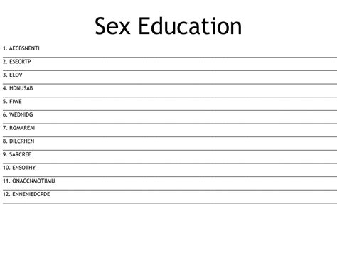 Sex Education Word Scramble Wordmint
