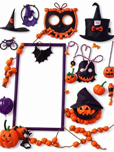 Premium Ai Image Halloween Frame With Pumpkins Bats Spiders And