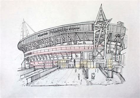 Custom Stadium Drawing Football Ts Rugby T Arsenal Etsy