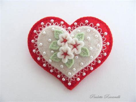Felt Heart Pin Etsy Felt Embroidery Heart Crafts Felt Ornaments